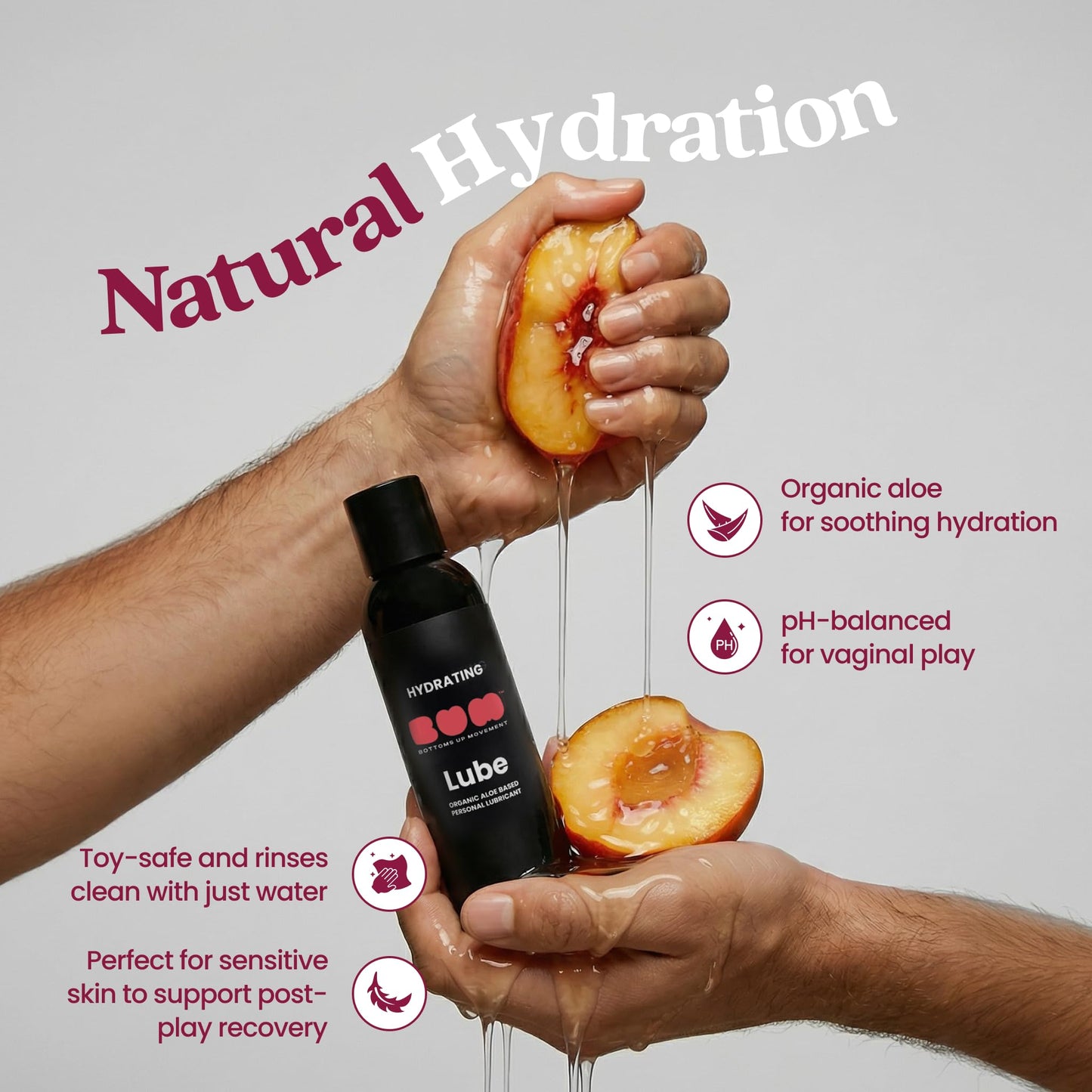 Bum Hydrating Water Based Lube for Everyday Intimate Care – Organic Aloe Infused Personal Lubricant with pH Balanced Formula – Clean Glide, Gentle Hydration & Comfortable Daily Use (4oz)