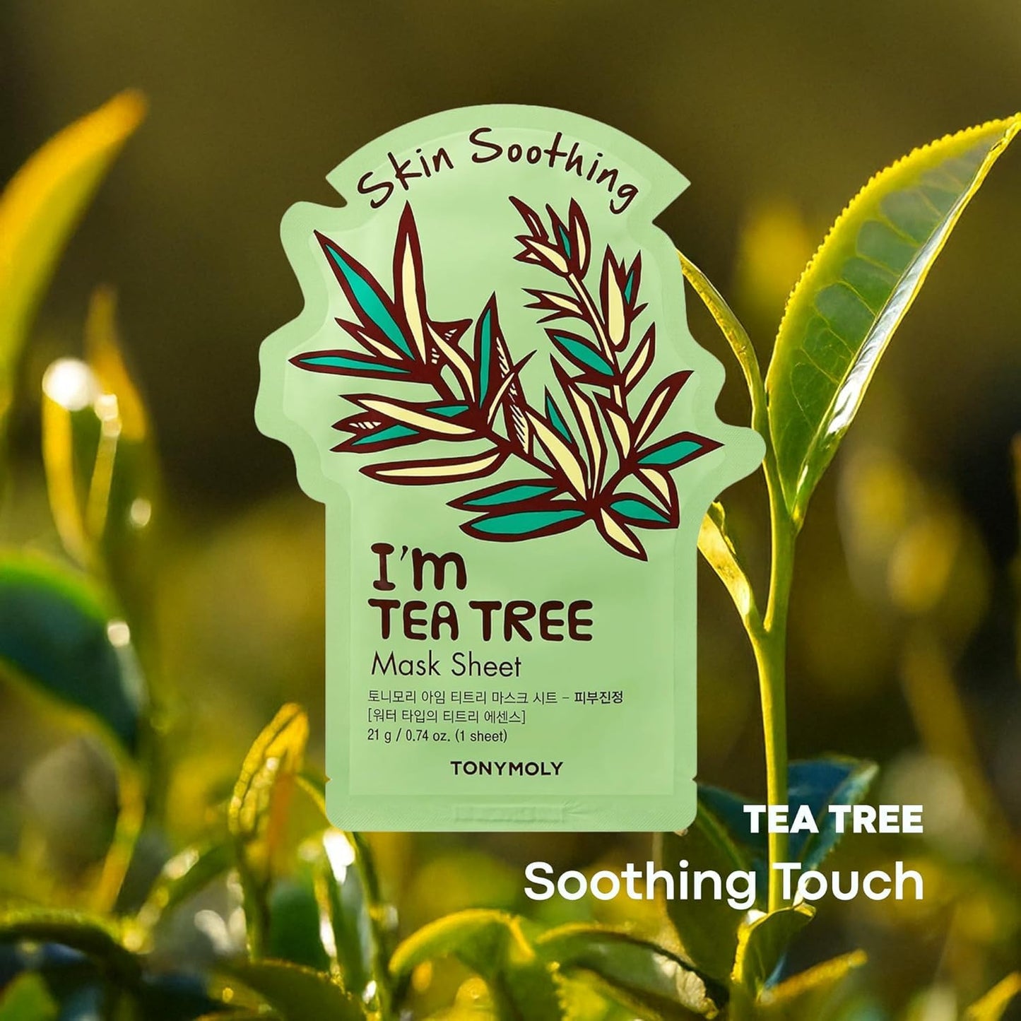 TONYMOLY I’m Tea Tree Sheet Mask, 1 Count – Korean Skincare Face Mask for Hydration & Soothing – Moisturizing Facial Mask with Tea Tree Extract & Vitamin Essence for Clear, Balanced Skin