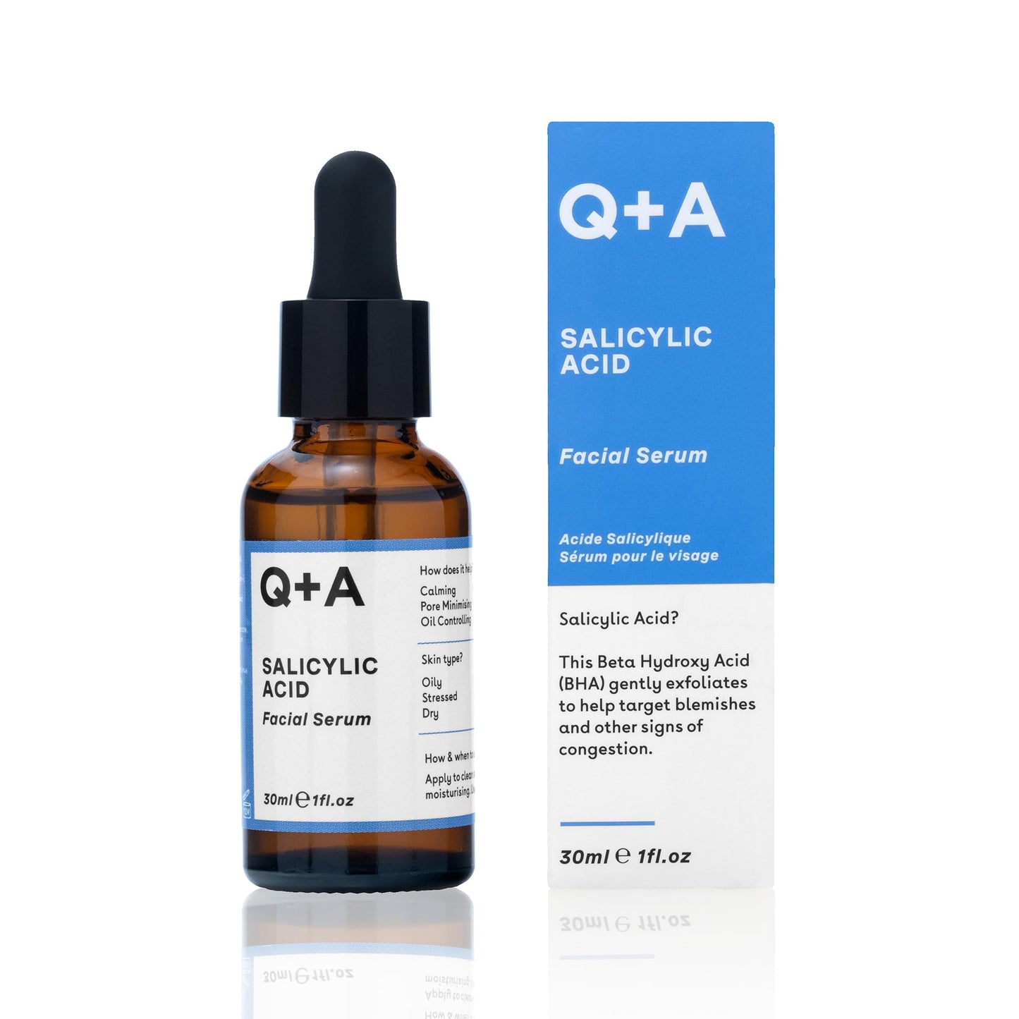 Q+A Salicylic Acid Serum (30ml), Exfoliating, Pore-Minimising and Oil-Controlling Face Serum for Blemish-Prone Skin, Skincare With Salicylic Acid, Succinic Acid and Betaine