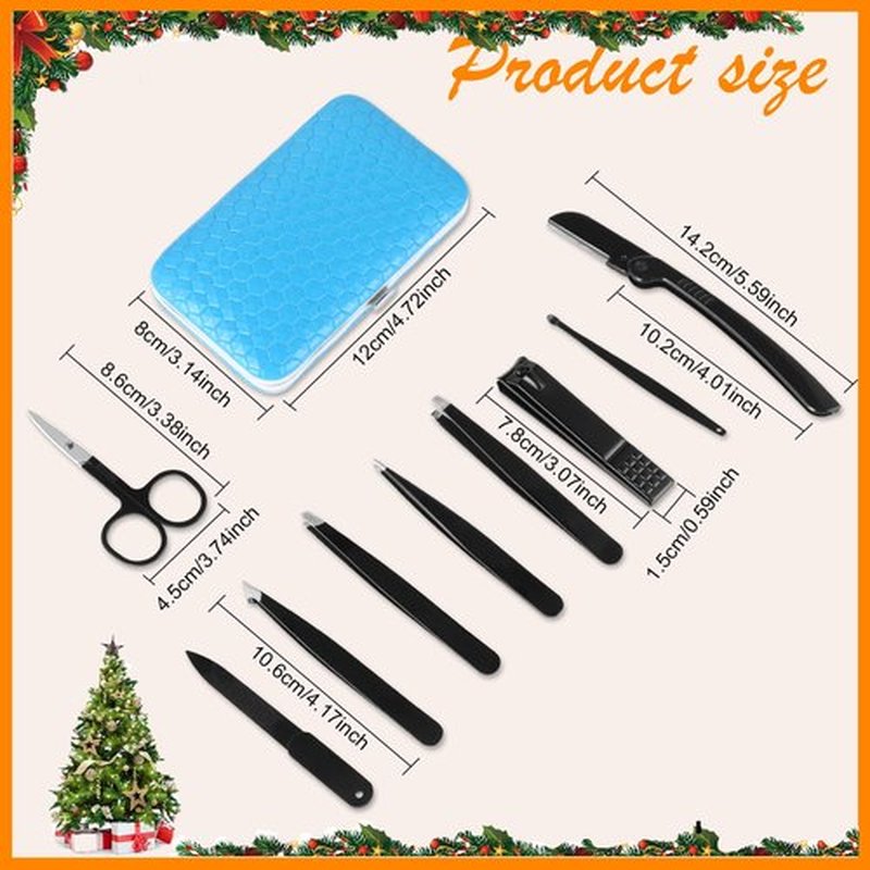 Yougai Tweezers Set and Nail Clipper, Tweezers Set for Men/Women, 9PCS Professional Stainless Steel Tweezers Kit with Leather Travel Case