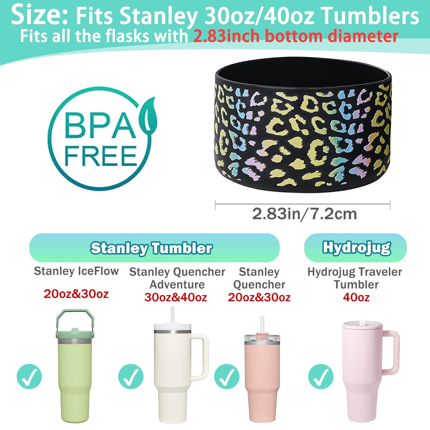 WK IEASON 2 Pcs Tumbler Bottom Protector Boot for Stanley Quencher Adventure 40oz & Stanley IceFlow 20oz 30oz, Stealth Landing-2.83inch Bottom Diameter