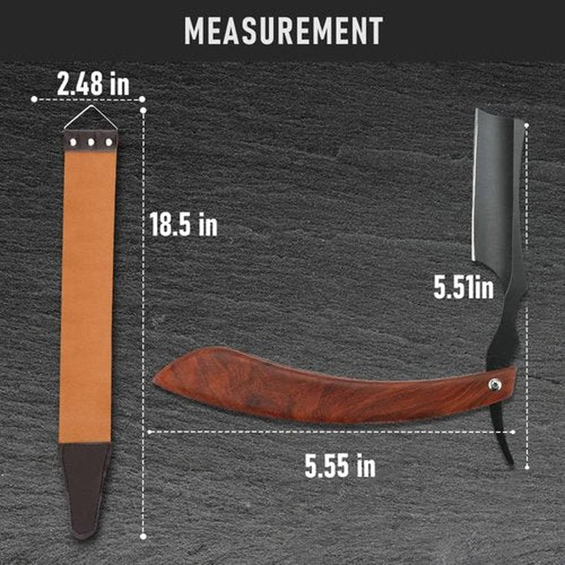 Straight Razor with Strope - Professional Straight Edge Barber Razor Premium Stainless Steel Shaver Razor with Shaving Strop for Men Home & Salon Grooming Using (NO.152)
