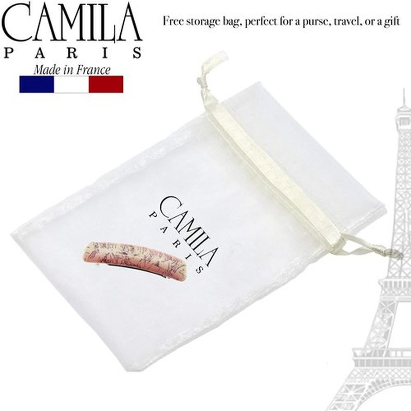 Camila Paris CP3337 French Hair Barrette Clip for Girls, Bordeaux, Rubberized Metal Clasp Strong Hold Grip Hair Clips for Women, No Slip Durable and Styling Girls Hair Accessories, Made in France