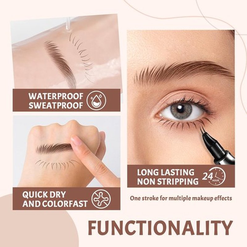 HOSAILY Curved Eyebrow Pen, 2 in 1 Waterproof Long Lasting Eyebrow Pencil Double Tip Lower Eyelash Pencil with 30° Curved Tip, Smudge Proof Microblading Eyebrow Pen Liquid Eye Makeup, 01 Light Brown
