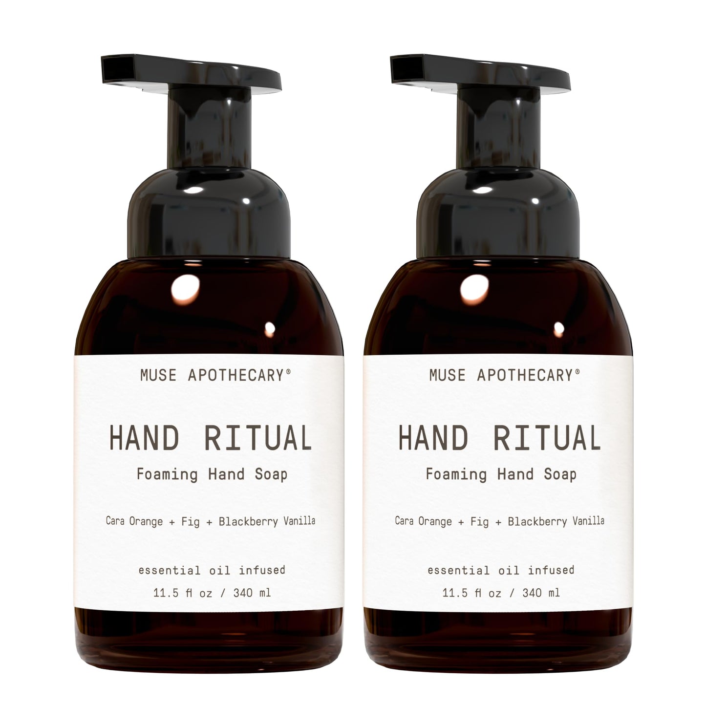 Muse Apothecary Hand Ritual - Aromatic and Nourishing Foaming Hand Soap, Infused with Aromatherapy Essential Oils - USDA Certified Biobased - 11.5 oz, Cara Orange + Fig + Blackberry Vanilla, 2 Pack