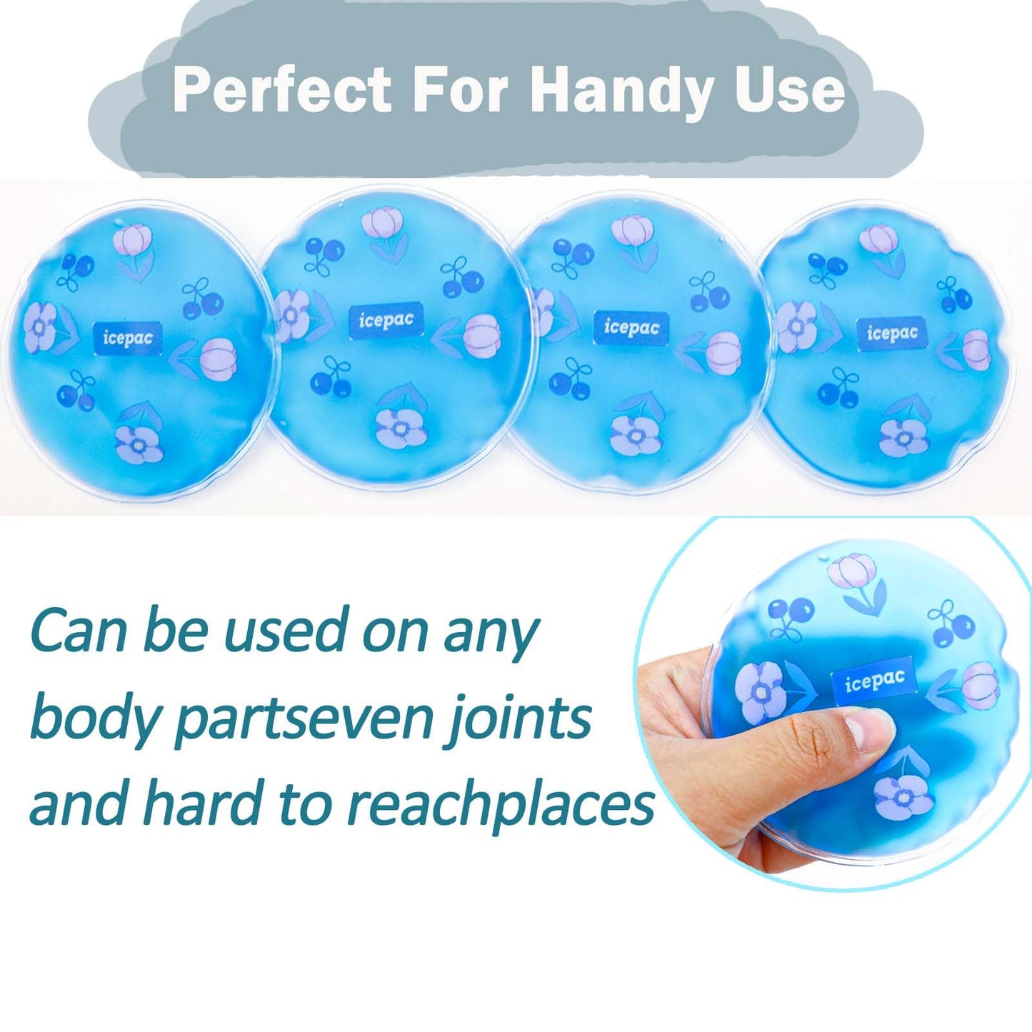 Boo Boo Ice Packs for Kids, Small Reusable Flexible Gel Packs, Hot & Cold Compress for Face, Bumps and Bruises, Portable for Home Travel (Blue)
