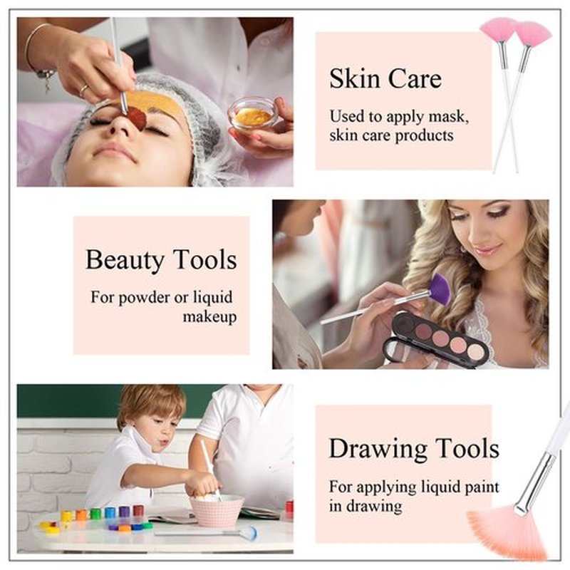 Maitys 9 Pieces Facial Brushes Fan Mask Brushes, Soft Facial Applicator Brushes Tools for Peel Glycolic Mask Makeup for Mud Cream (Multicolor)