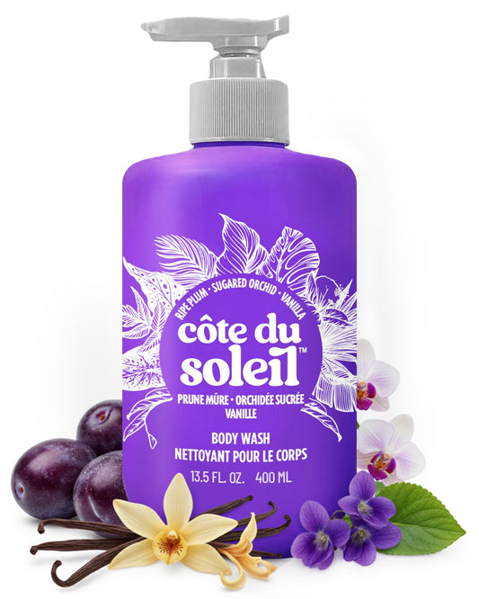 PB ParfumsBelcam Côte du Soleil Body Wash for Women – Warm Floral Woody Scent with Ripe Plum, Sugared Orchid & Vanilla – Moisturizing Shower Gel, Hydrating Body Wash for Daily Use, 13.5 fl oz