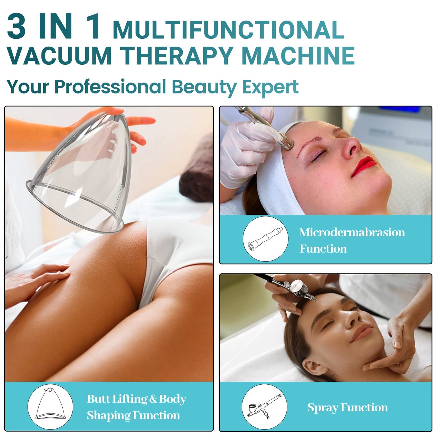 Beauty Star Upgraded Cupping Therapy Machine for GuaSha, Color Touch Operation Screen Cupping Set, Professional Massage 0-60 cmHg Machine with 24 Pcs Suction Cups and 3 Pumps