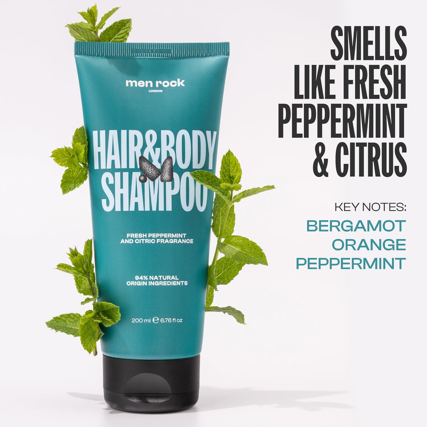 Men Rock Hair and Body Shampoo - 2-in-1 Hydrating Mens Body Wash - Volumizing and Moisturizing Shampoo for Men - Skincare Products - 6.76 oz
