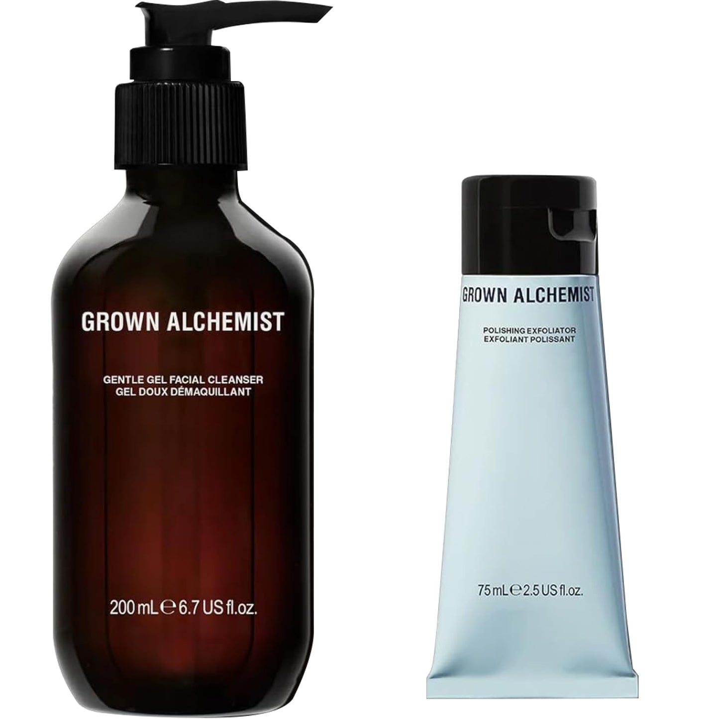 Grown Alchemist Facial Cleanser Set: Polishing Exfoliator (75ml) + Gentle Gel Cleanser (200ml)