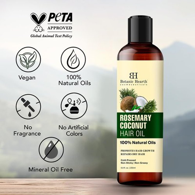 Botanic Hearth Rosemary, Coconut & Avocado Hair Oil with Biotin – 6.7 fl oz | Nourishing Hair Growth & Strengthening Formula | Promotes Healthy, Shiny Hair | For All Hair Types