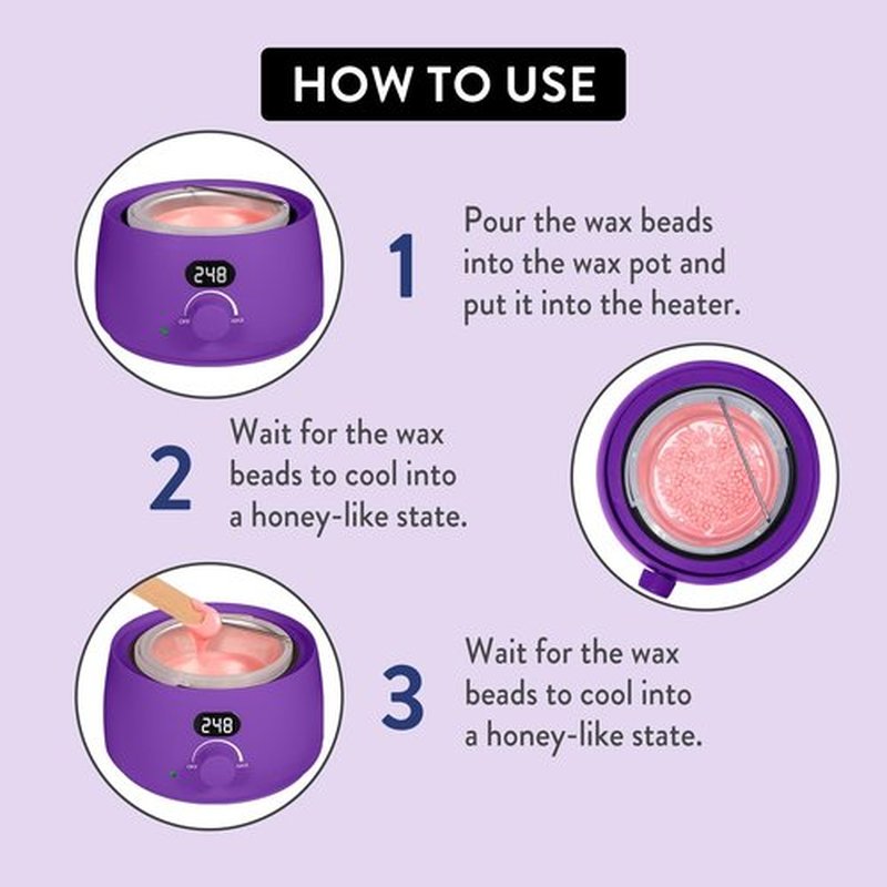 Digital Wax Warmer for Hair Removal : LCD Professional Waxing Pot Hard Wax Heater for Waxing - 14 oz Melt Wax Pot and Transparent Lid(Purple)