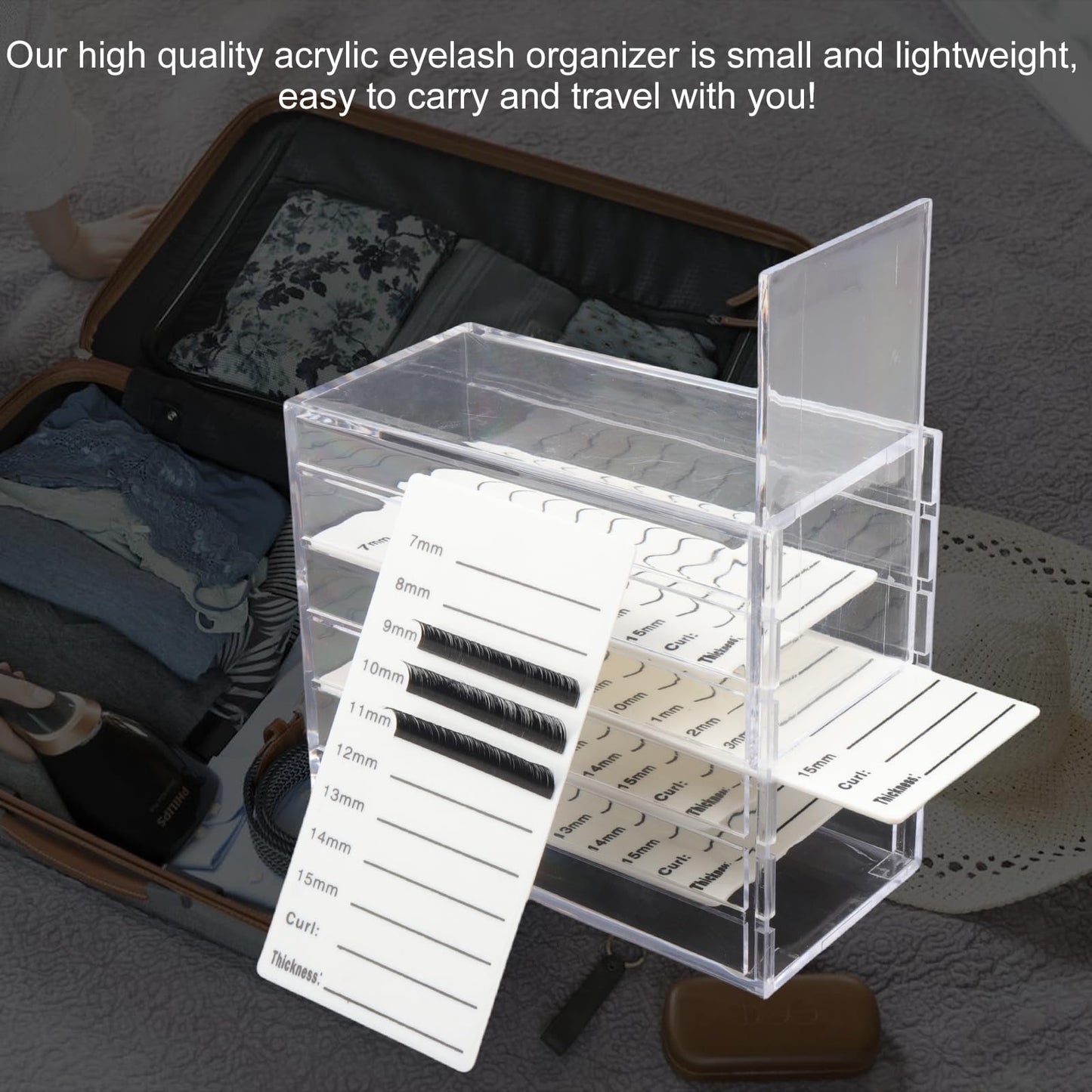 Acrylic 5 Layers Eyelash Storage Box Display Container Lash Display Organizer Eyelashes Holder Case Grafting Eyelash Transparent Box Extension Tool