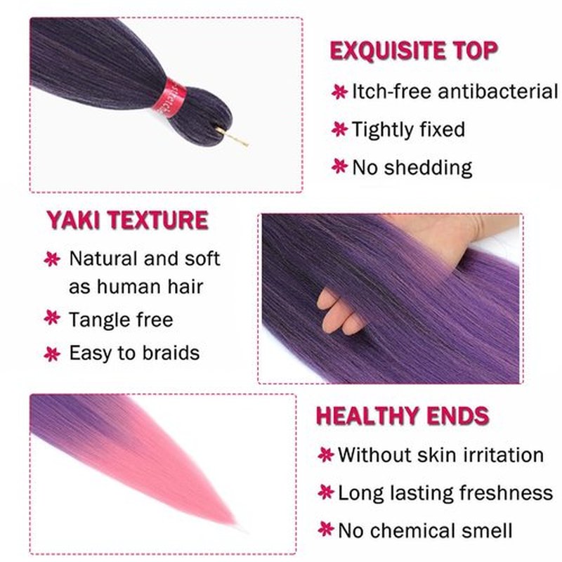FAYETA Ombre Pre Stretched Braiding Hair, 28''-8 packs Silky Color Blend Braid Hair Extensions, 100% Synthetic Crochet Hair Braids