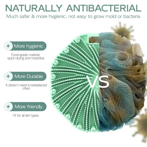 Silicone Body Scrubber, Exfoliating Body Wash Scrubbers Exfoliator, Shower Body Brush for Effective Showering Exfoliation and Gentle Massage (Green)