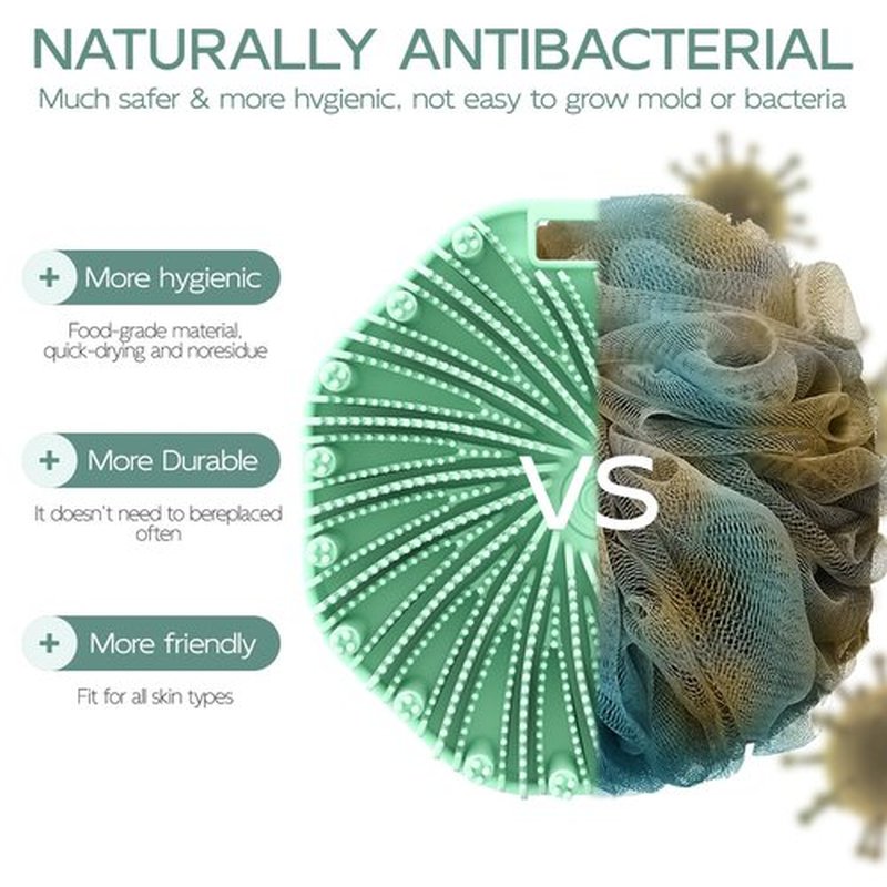 2 PCS Silicone Body Scrubber, Exfoliating Body Wash Scrubbers Exfoliator, Shower Body Brush for Effective Showering Exfoliation and Gentle Massage (Green+Blue)