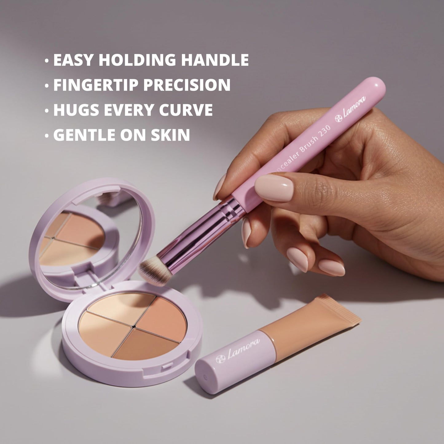 Lamora Concealer Makeup Brush - Small Angled Under Eye Nose Contour Brush