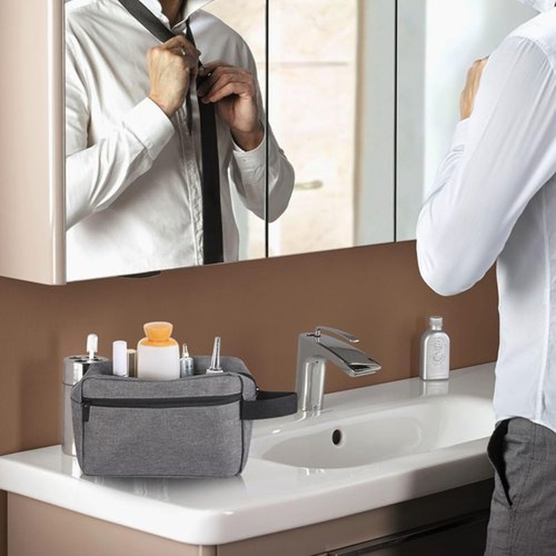 Icramsy Travel Toiletry bag Toiletry bag for women men Hanging toiletry bag Cosmetic bag Travel accessories for Women Men (Grey)