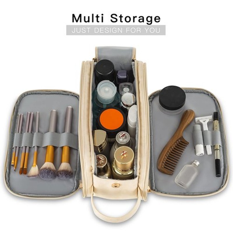 Elviros Toiletry Bag for Men, Large Travel Shaving Dopp Kit Water-resistant Bathroom Toiletries Organizer PU Leather Cosmetic Bags