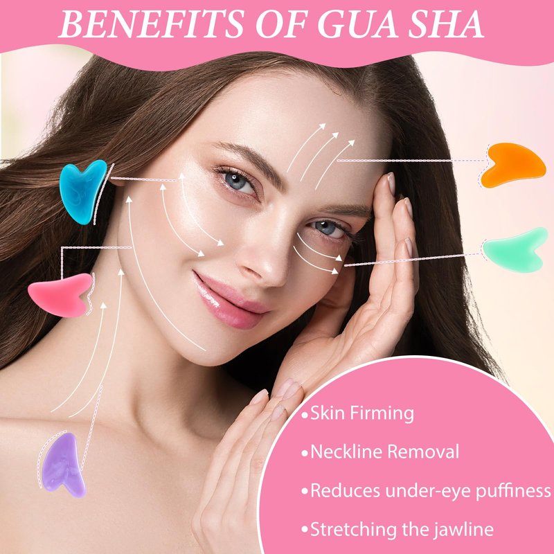 Tobeelec 48 Pcs Gua Sha Facial Tool Resin Gua Sha Massage Tool Heart Shaped Guasha Stone Guasha Board for Face Body Skin Massage Spa Acupuncture Prevent Wrinkles (Multi Colors)