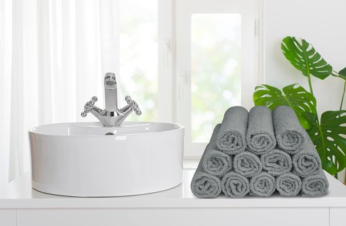 Softolle 100% Cotton Ring Spun Wash Cloths – Bulk Pack of Washcloths – 12x12 Inches – Wash Cloth for Face, Highly Absorbent, Soft and Face Towels (Silver Grey, 24 Pack)