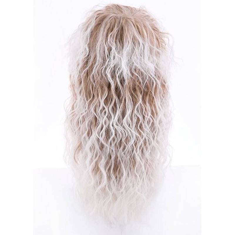 BERON 70s 80s Brown Gradient White Wigs for Men and Women Long Curly Mullet Punk Rocker Disco Wig