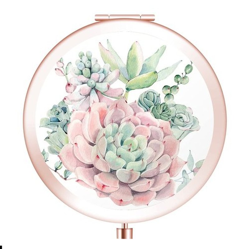 Compact Mirror Rose Gold Makeup Mirror Folding Mini Pocket Mirror Portable Hand Mirror Double-Sided 2 x 1x Magnification for Woman Girls Great Gift (Succulents)