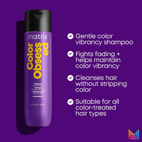 Matrix Color Obsessed Antioxidant Shampoo | Enhances Hair Color & Prevents Fading | For Color Treated Hair | Cruelty Free | Salon Shampoo | Packaging May Vary | 10.1 Fl. Oz. | Vegan