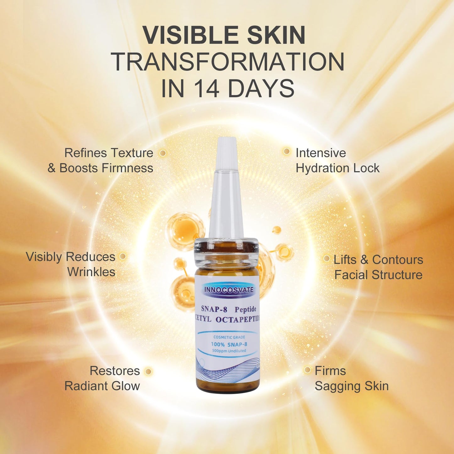 INNOCOSVATE SNAP-8 Peptide Serum Concentrate 100% Pure Undiluted, DIY Anti-Aging Facial Serum for Smoothing Wrinkles & Expression Lines, Snap 8 Peptide Serum Base