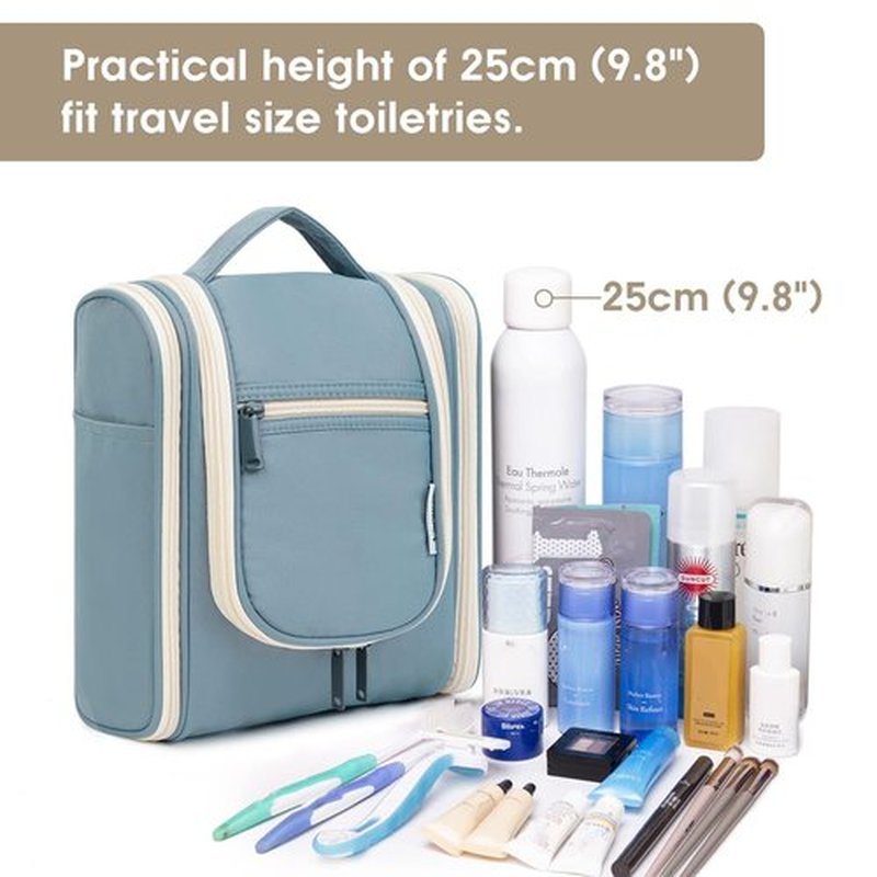 Narwey Small Hanging Travel Toiletry Bag Cosmetic Make up Organizer for Women and Men (Medium, Greyish Blue)