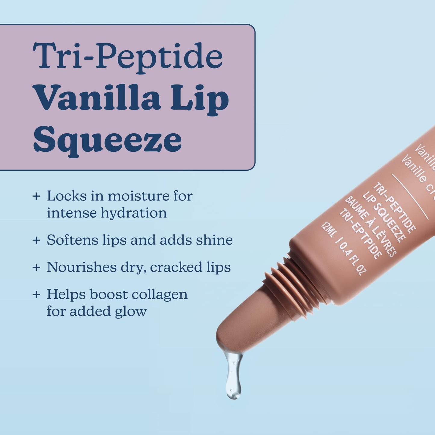 Blume Tri-Peptide Vanilla Lip Balm - Superbalm Lip Moisturizer with Shea Butter and Squalane to Deeply Hydrate & Heal Dry, Cracked Lips - Cruelty Free & Vegan Lip Plumper (0.4 Fl Oz)