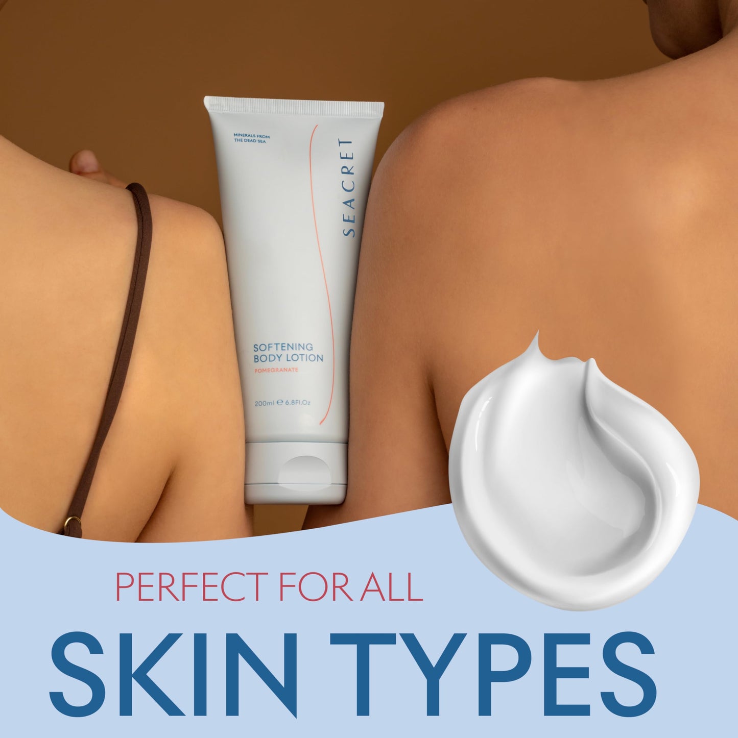 SEACRET Body Lotion for Dry Skin - Daily Moisturizing Lotion with Ceramide, Squalane, Shea Butter & Dead Sea Minerals, Fast-Absorbing Non-Greasy Formula - Pomegranate Scent, 6.8 Fl Oz / 200 ml
