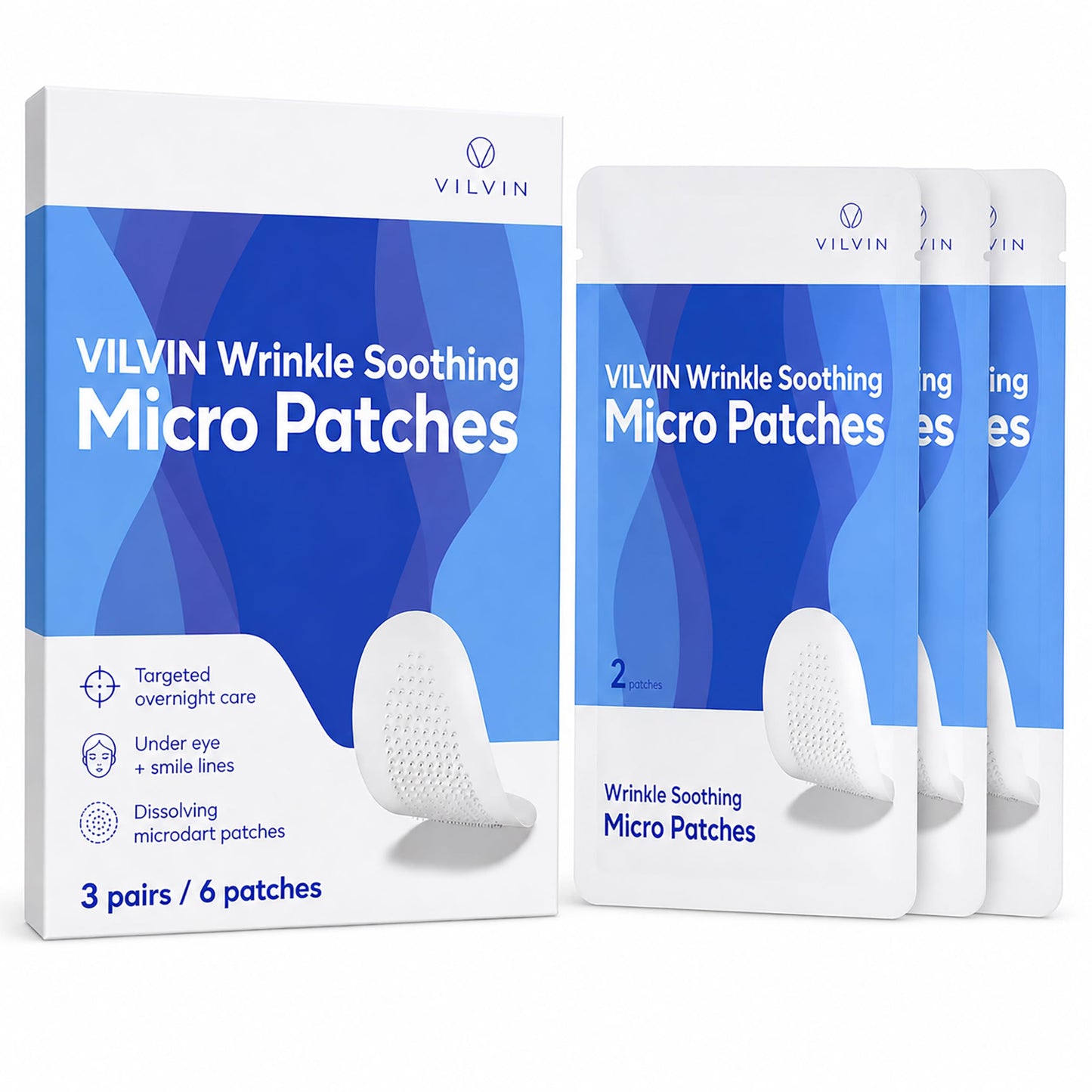 VILVIN Microdart Under Eye Patches for Face with Hyaluronic Acid and Tea Tree - Smile line Patch - Face Tape for Wrinkles - Wrinkle Patches for Face Overnight - Anti Wrinkle Patches