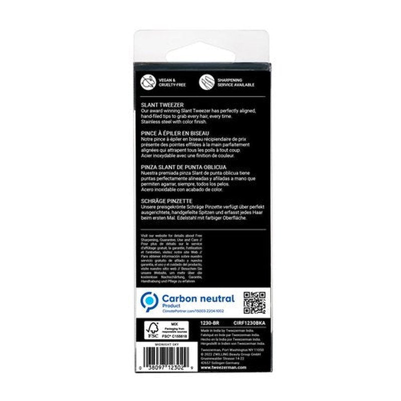 Tweezerman Stainless Steel Slant Tweezer - Eyebrow Tweezers for Women and Men (Black)