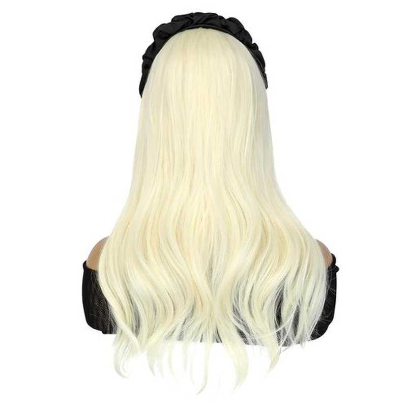 Soulwigger 22 inch Synthetic Black Headband Hair Wig Curly Body Wave Glueless Bleach Blonde Wigs For Women With None Lace Front