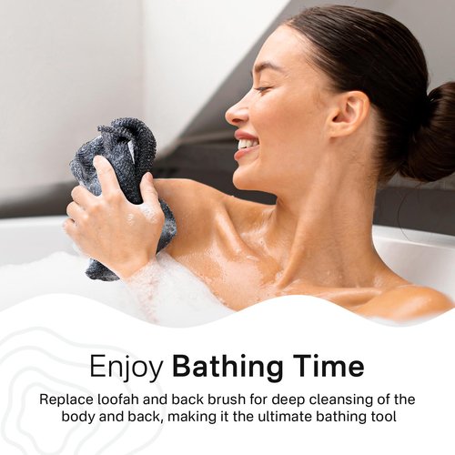 Yiclick Exfoliating African Net Sponge - Exfoliating Body Scrubber Exfoliator, Exfoliating Washcloth Towel, Exfoliate Rags Wash Cloth Loofah Sponge for Body Scrub, Back Scrubber (Black)
