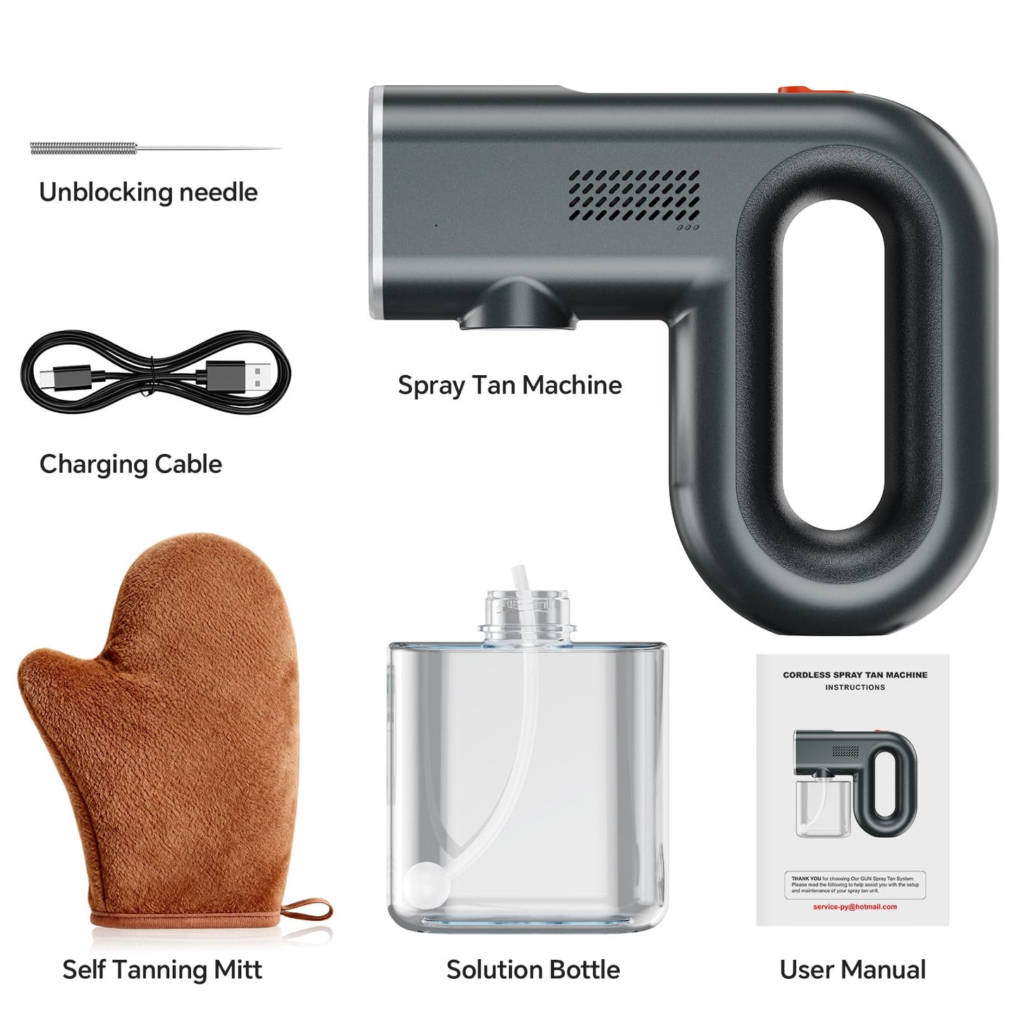 Portable Spray Tan Machine, Spray Tan Gun, Even Atomization, Adjustable Three Different Strength Spray Levels, Type-C Charge Handheld Spray Tanning Gun For Travel Salon Beach Home Mobile Use Dark Grey