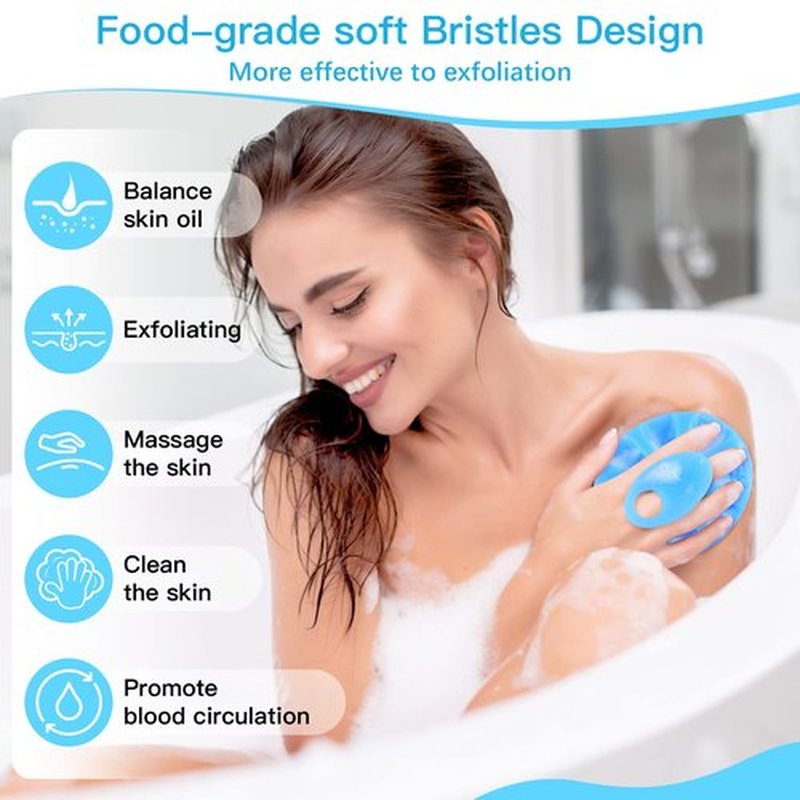 INNERNEED Food-Grade Soft Body Scrubber Gentle Exfoliating Scrub Cleansing Loofah Shower Brush, More Hygienic, Family Pack (Pack of 4)