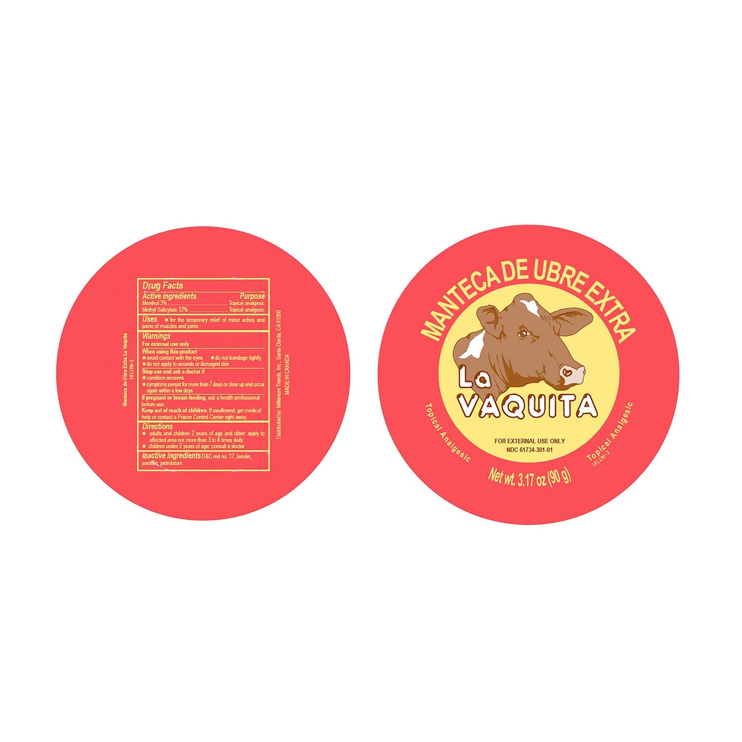 BILITOK 2 Pack La Vaquita Extra Strength Udder Balm Manteca Ubre De Vaca Pain Relief 3.17 Oz. Topical Analgesic