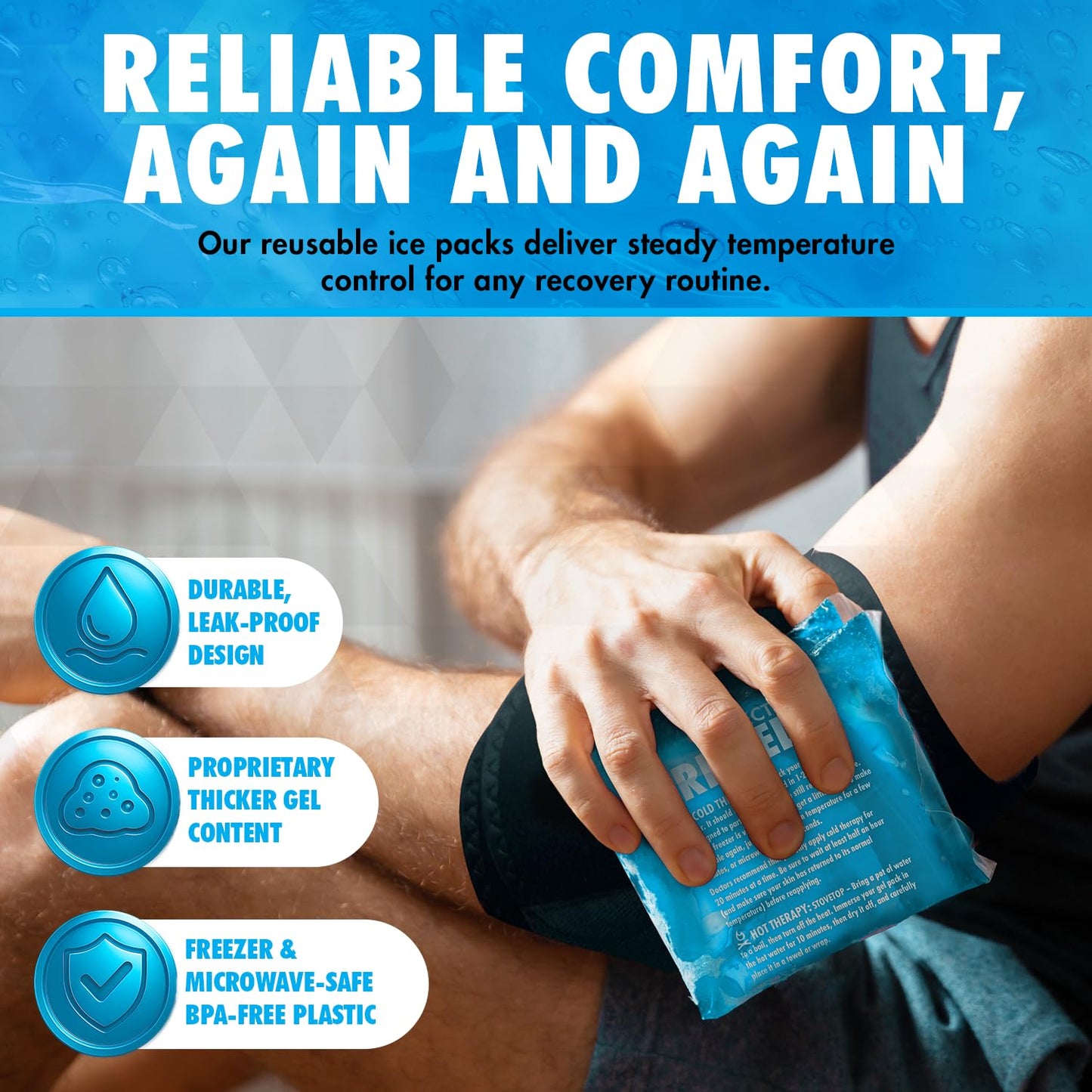 Perfect Remedy 2-Pack Gel Ice Packs for Injuries Reusable, Hot & Cold Pack that’s Durable, Soft & Flexible, Fast Relief & Recovery (Blue, Reg 2PK)