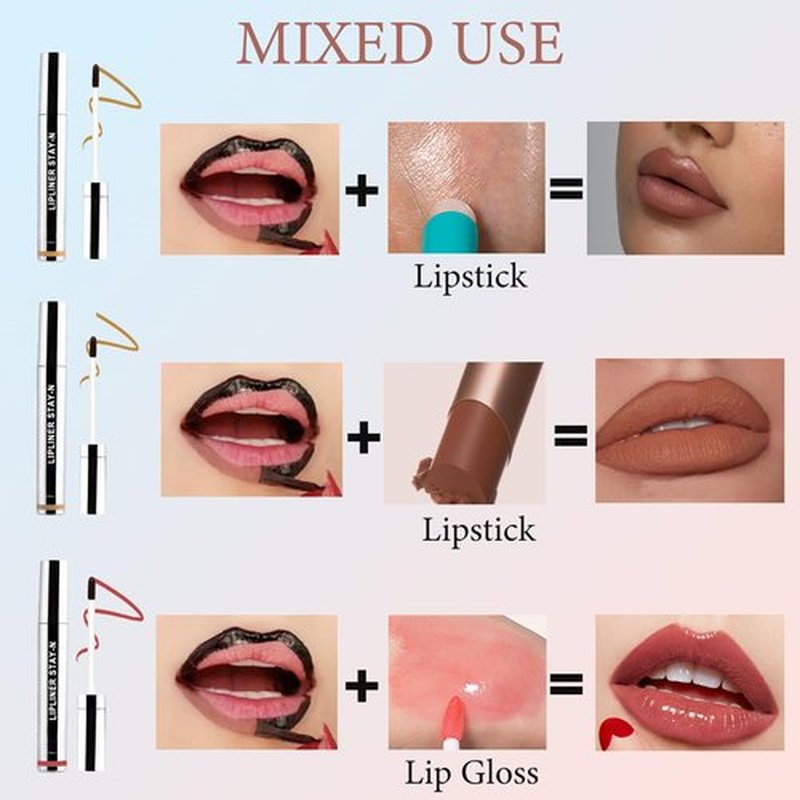 Aaiffey Lip Liner Stain Peel Off,Long Lasting Lip Stain Peel Off Waterproof Lip Tint Stain Non-Stick Cup Natural Lip Makeup (02#Cocoa+03#Rose)