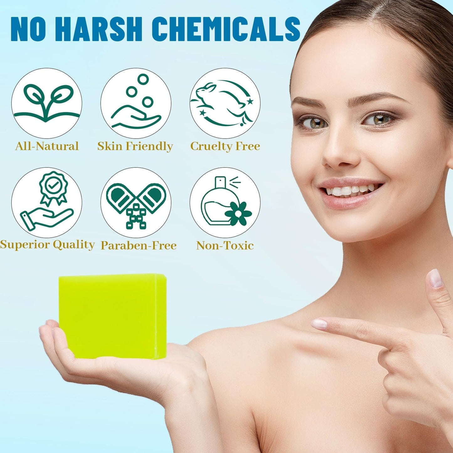yoniagood 3 PCS Sulfur Dead Sea Soap, Natural Sulphur Bar Soap with Dead Sea Salt, Tea Tree Oil, Face & Body Exfoliating & Moisturizing Bar for Men & Women All Skin Types