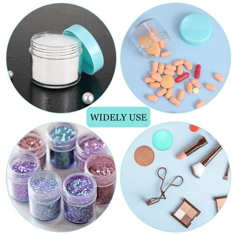 20 Pieces Round Pot Jars Plastic Cosmetic Containers Set with Lid for Liquid Creams Sample, 20 ml/ 0.7 oz (Teal Lid)