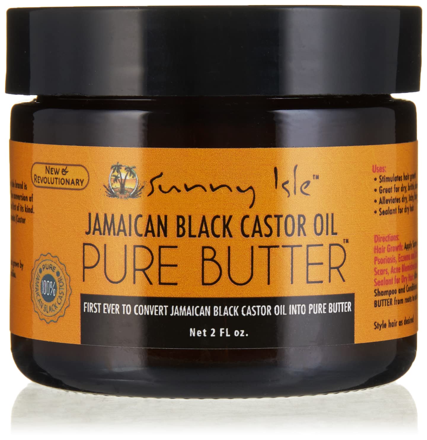 Sunny Isle Jamaican Black Castor Oil Pure Butter - Nourishing, Organic, Natural - 2 oz