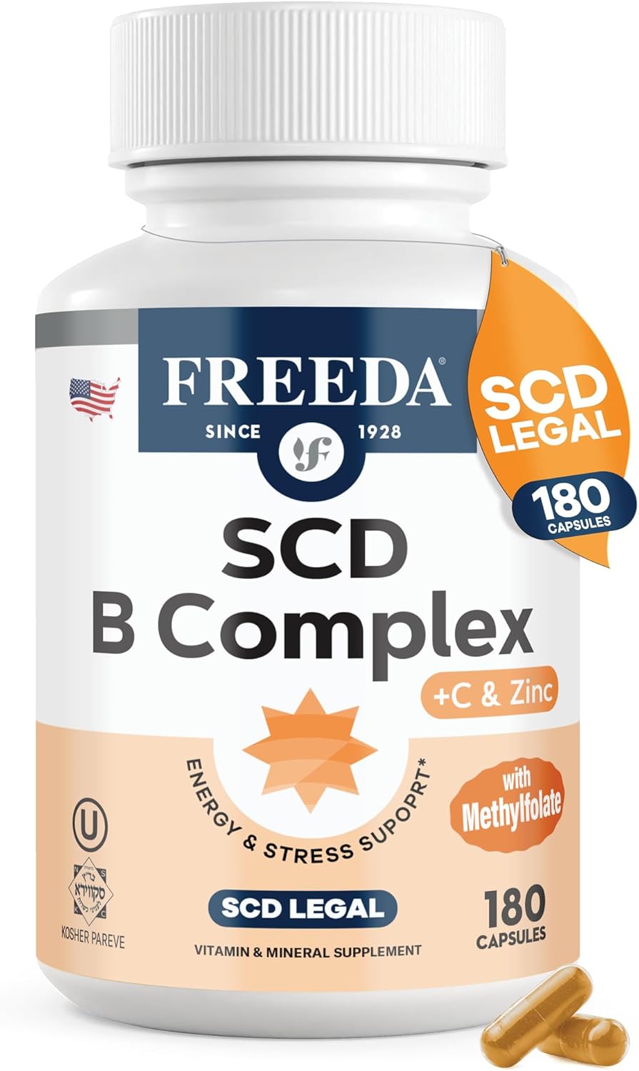Vitamin B Complex with Vitamin C & Zinc - Stress Relief Formula, Methylfolate & Active B12 | Vegan, Kosher, 180 Capsules
