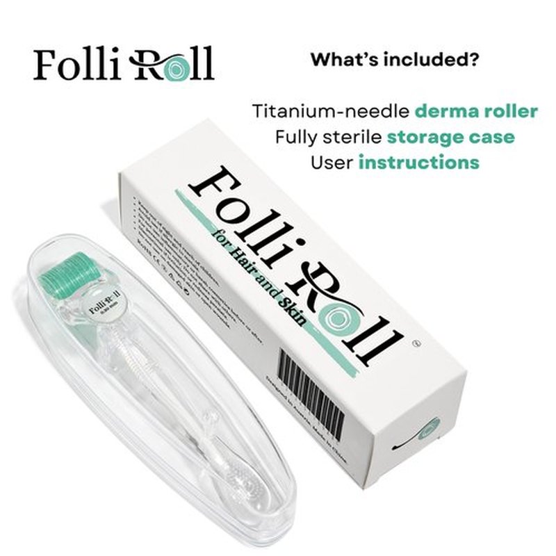 Derma Roller for Hair and Skin - 0.30mm Titanium Microneedles - for Face Scalp Derma Stamp - 192 Individual Micro Needles with Free Storage Case for Men and Women (Blue) (Sea green, 0.30mm)