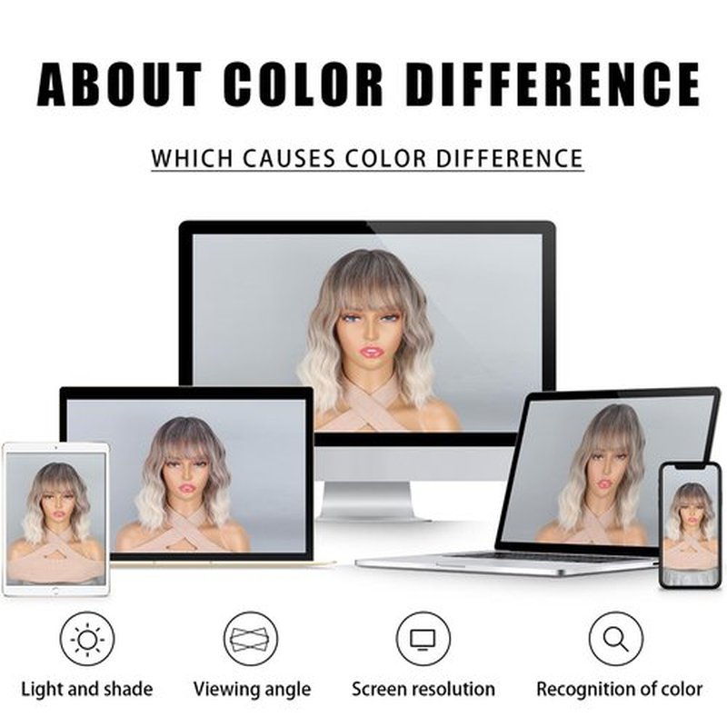 LINGHANG Ombre Blonde Wigs for Women Short Wavy Wig with Bangs Ash Blonde Bob Wig with Dark Roots Medium Length Natural Synthetic Hair for Daily Party,Cosplay