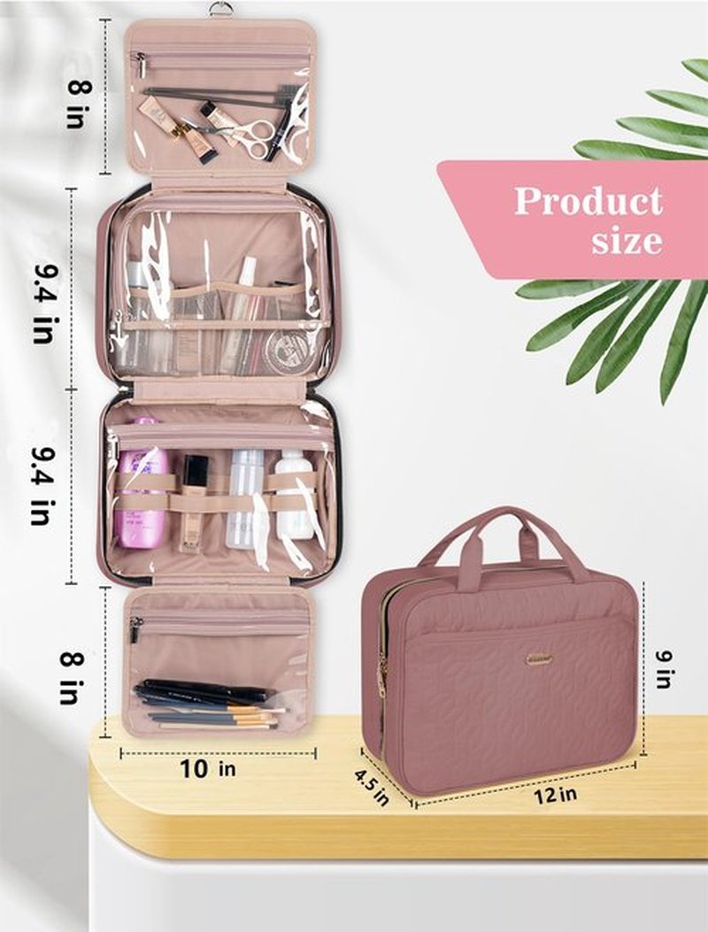 BALULHG Brown Toiletry Bag, Makeup Organizer, Travel Bag For Women Mens Toiletries, Waterproof with Hanging Hook, Large Capacity