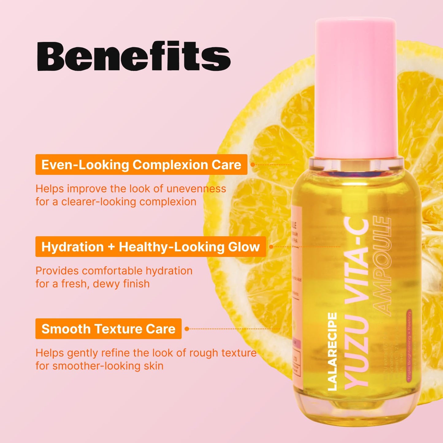 LALARECIPE Yuzu Vitamin C Serum with Niacinamide 5% & AHA, Korean Skin Care for Face, Hydrating Facial Serum for Uneven Skin Tone & Dark Spots (1.69 Fl Oz / 50ml)